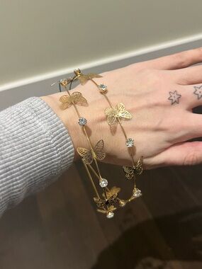 Gold Butterfly Headband with Crystal Accents *add on only*